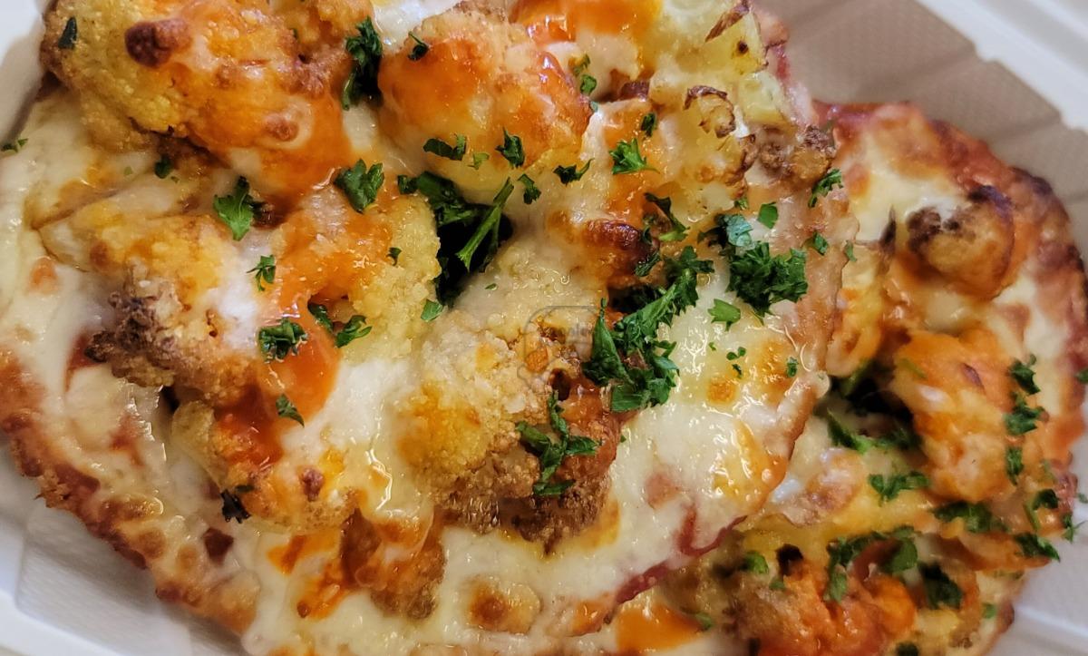 Vegan Buffalo Cauliflower Pizza Bagel