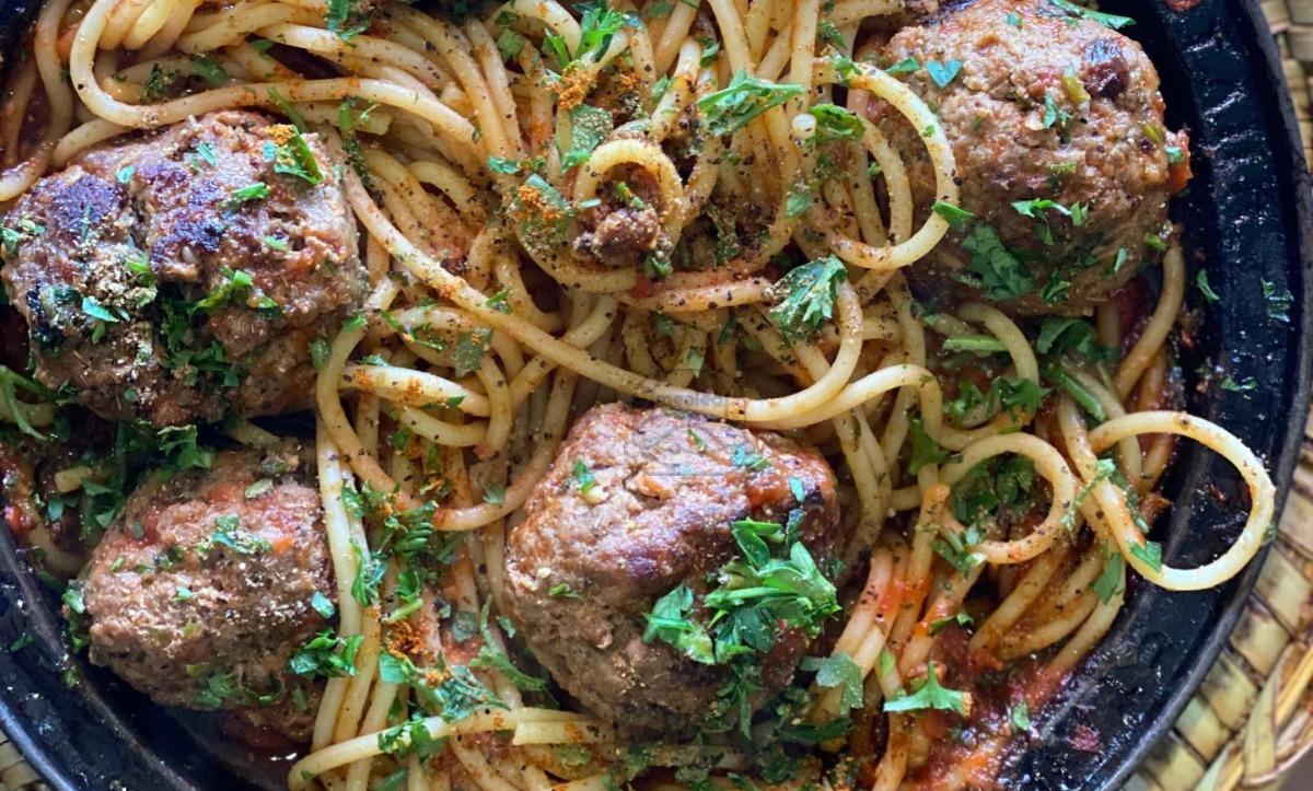 Spaghetti and Lamb Meatballs