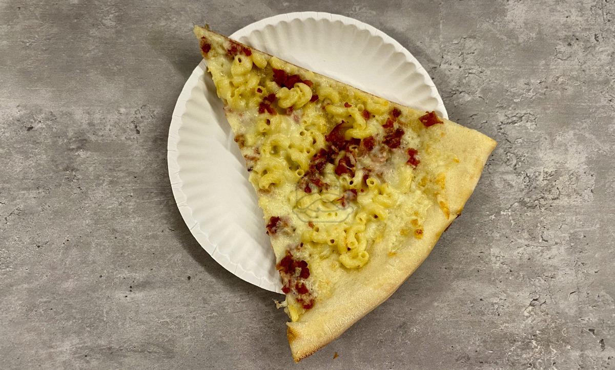 Slice of Bacon Mac & Cheese Pizza