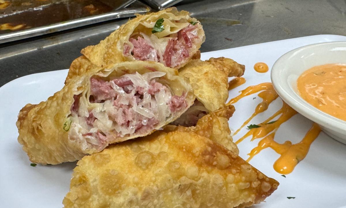Reuben egg rolls