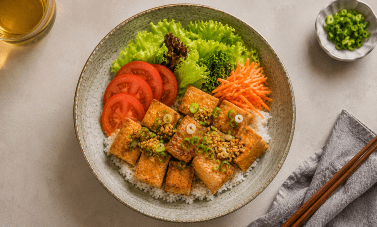 fried tofu bowl