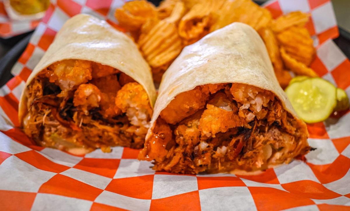 Pulled pork & tot wrap