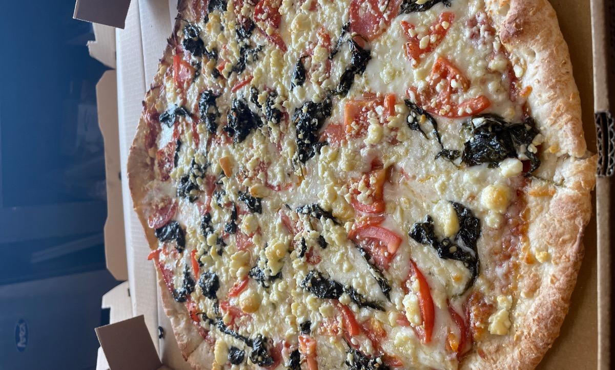 Spinach Tomato Feta Pizza